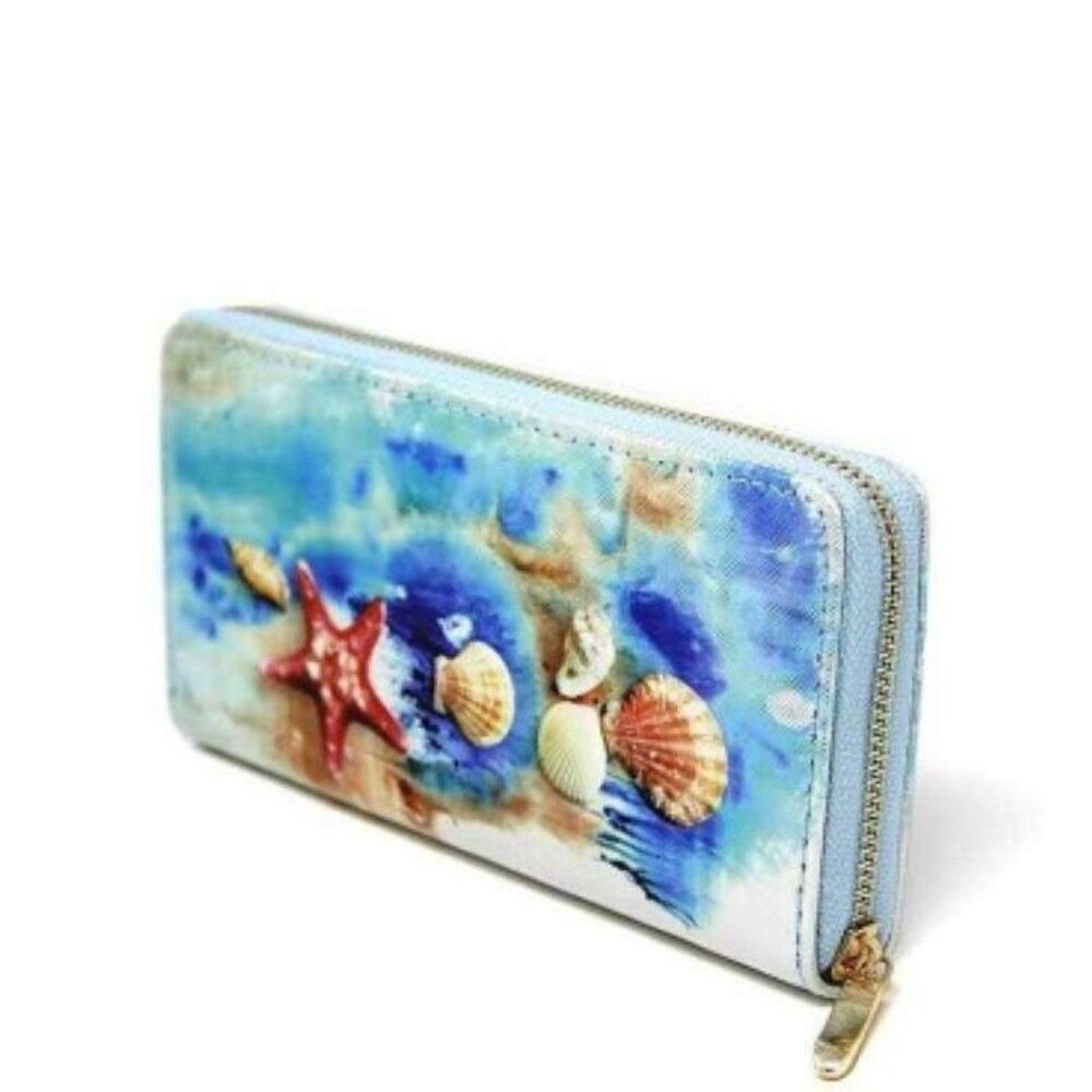 Chic Sea Life Shell Print Wallet